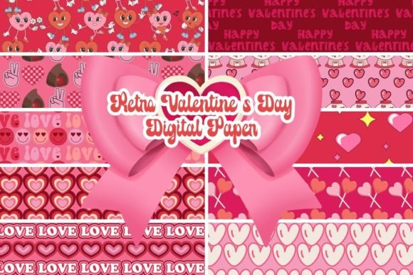 Download Retro Valentine's Day Digital Paper - Retro Collection