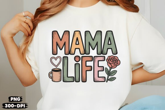 Download Retro Mama Life Floral Mom T-Shirt PNG - Retro Collection