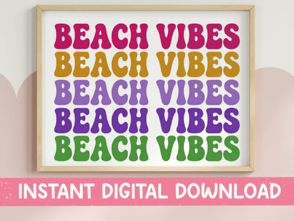 Download Beach Vibes Retro Wavy Text SVG - Retro Collection