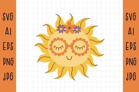 Download Retro Sun Svg, Boho Hippie Sun Png, - Retro Collection