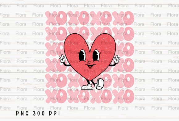 Download Red Heart XOXO Retro Valentine's Day PNG - Retro Collection