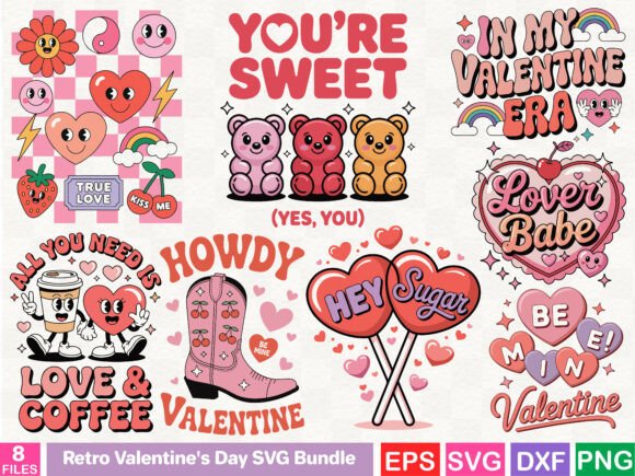 Download Retro Valentine's Day SVG Bundle - Retro Collection