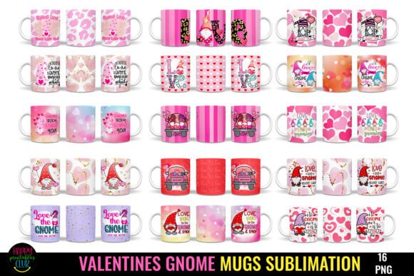 Download Valentines Gnome Mugs Sublimation Bundle - Mug Collection