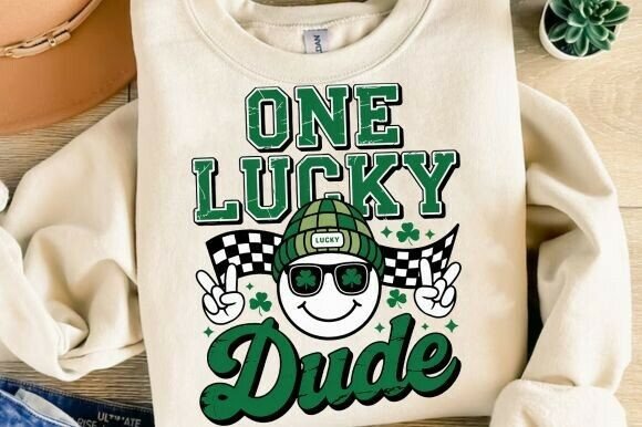 Download Retro St.Patricks Day One Lucky Dude Png - Retro Collection