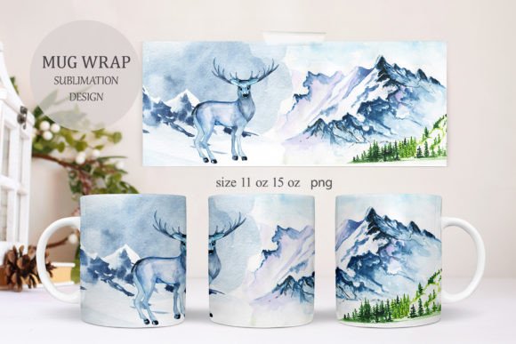 Download Cute Reindeer Winter Mugs 11oz 15oz PNG. - Mug Collection