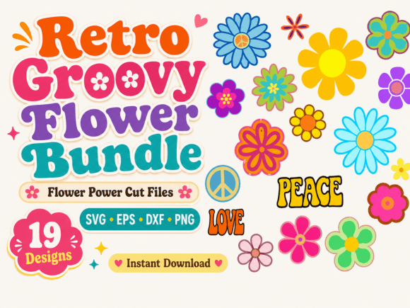 Download Retro Groovy Flower Svg Eps Dxf Png - Retro Collection