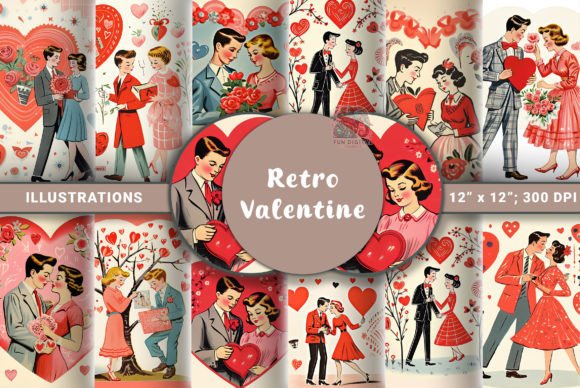 Download 1960S Retro Valentines Day Illustrations - Retro Collection