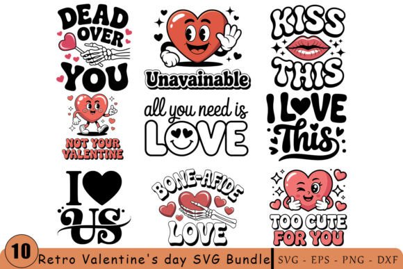 Download Retro Valentine’s Day Quotes SVG Bundle - Retro Collection